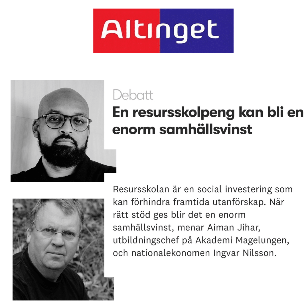Debattartikel: Resursskolan kan förhindra framtida utanförskap